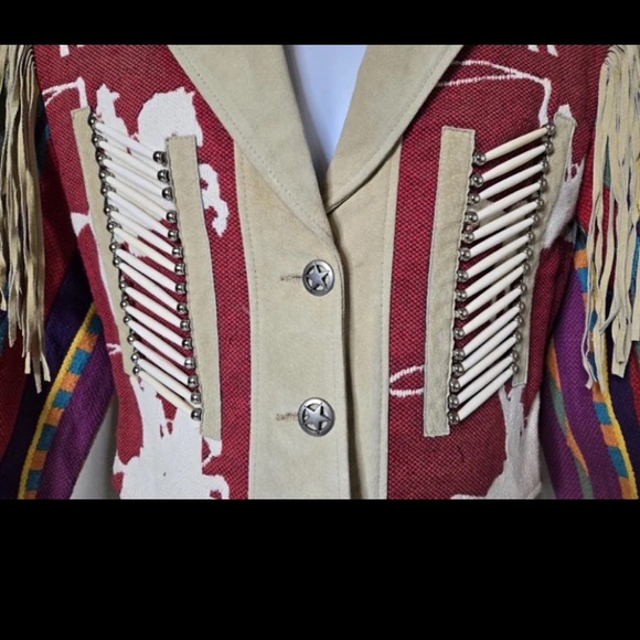 Vintage Pioneer Wear Womans Fringe Jacket Western Multicolored Adult Size Large - Picture 5 of 12